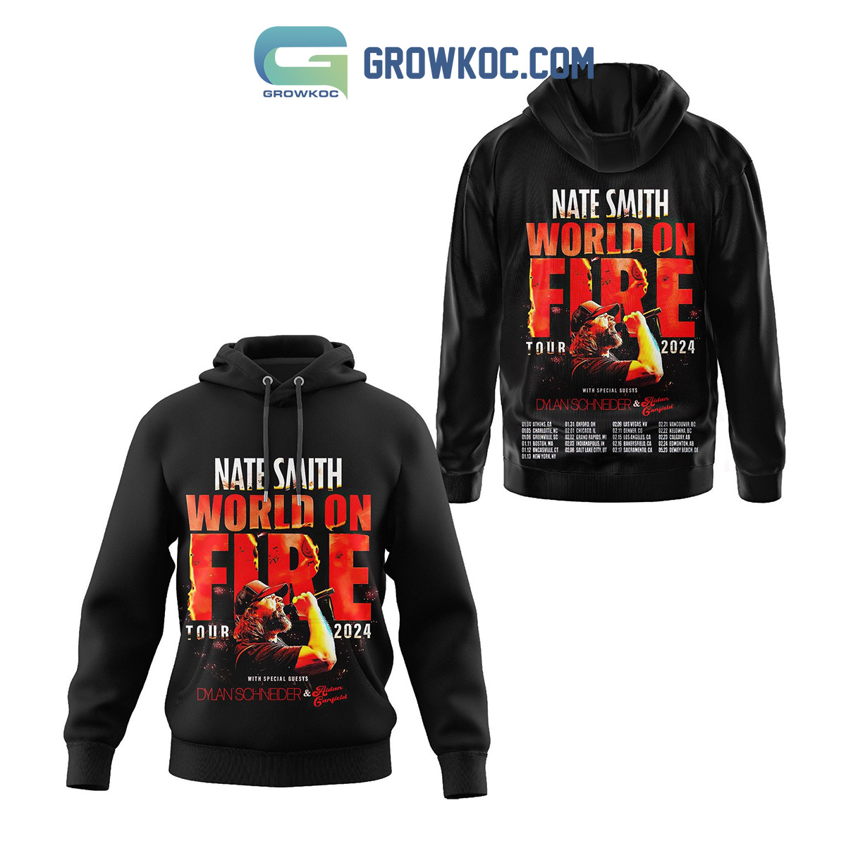 Nate Smith World On Fire Tour 2024 Hoodie Shirts2B1 p13aR