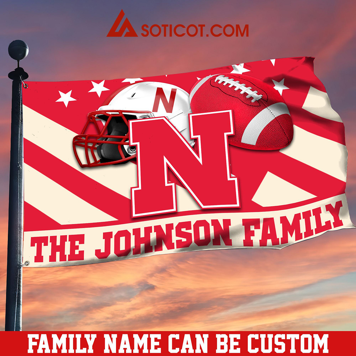 Nebraska Cornhuskers Family Name Personalized House Garden Flags2B1 Ey6UQ