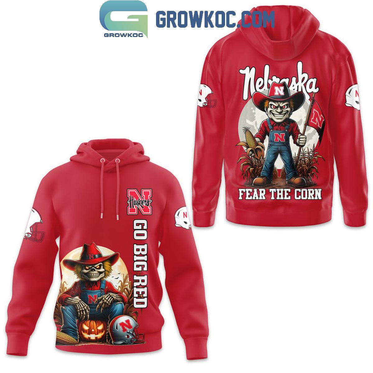 Nebraska Cornhuskers Fear The Corn Go Big Red Hoodie T Shirt 1 dJAo0