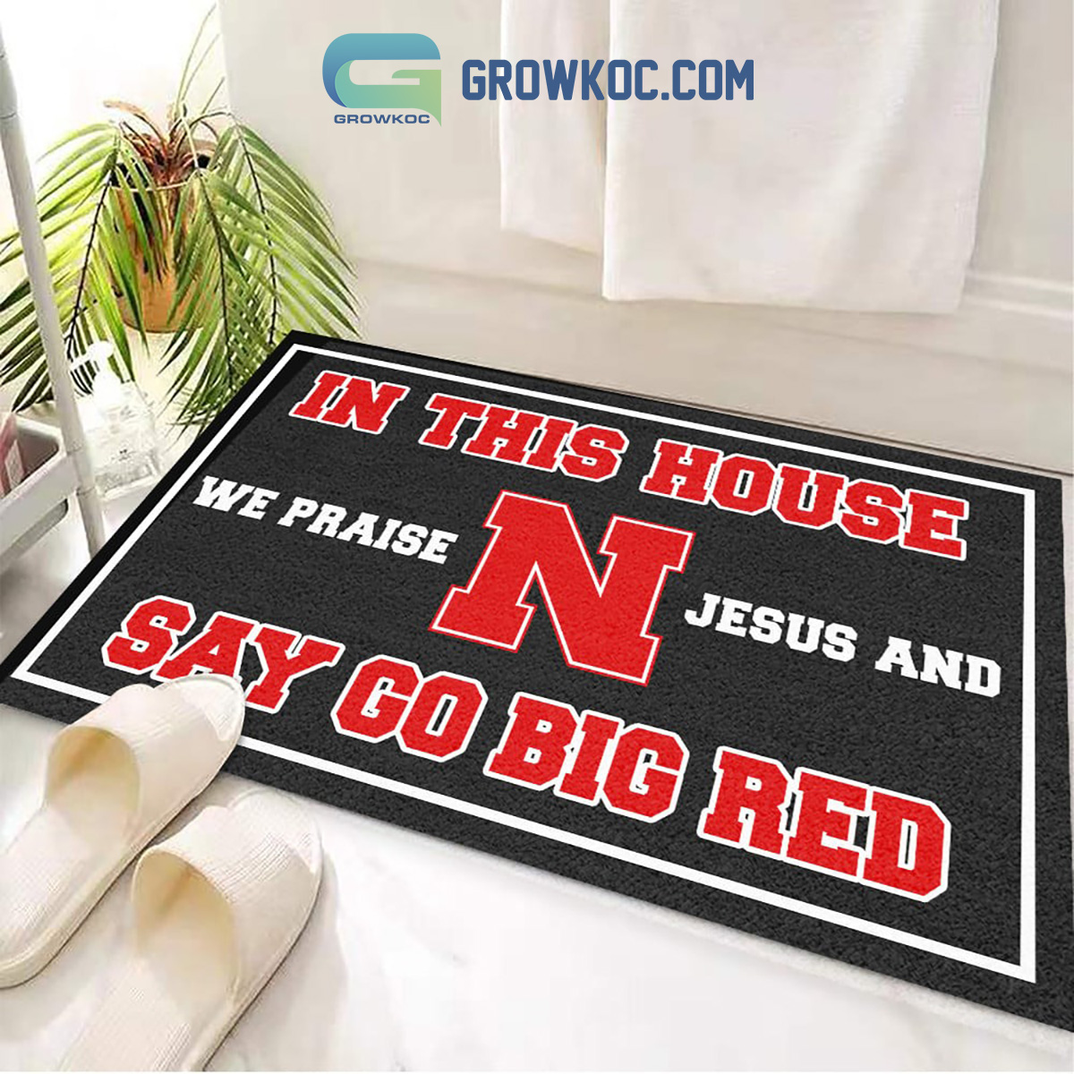 Nebraska Cornhuskers Praise Jesus And Go Big Red Doormat2B1 z6ZX2