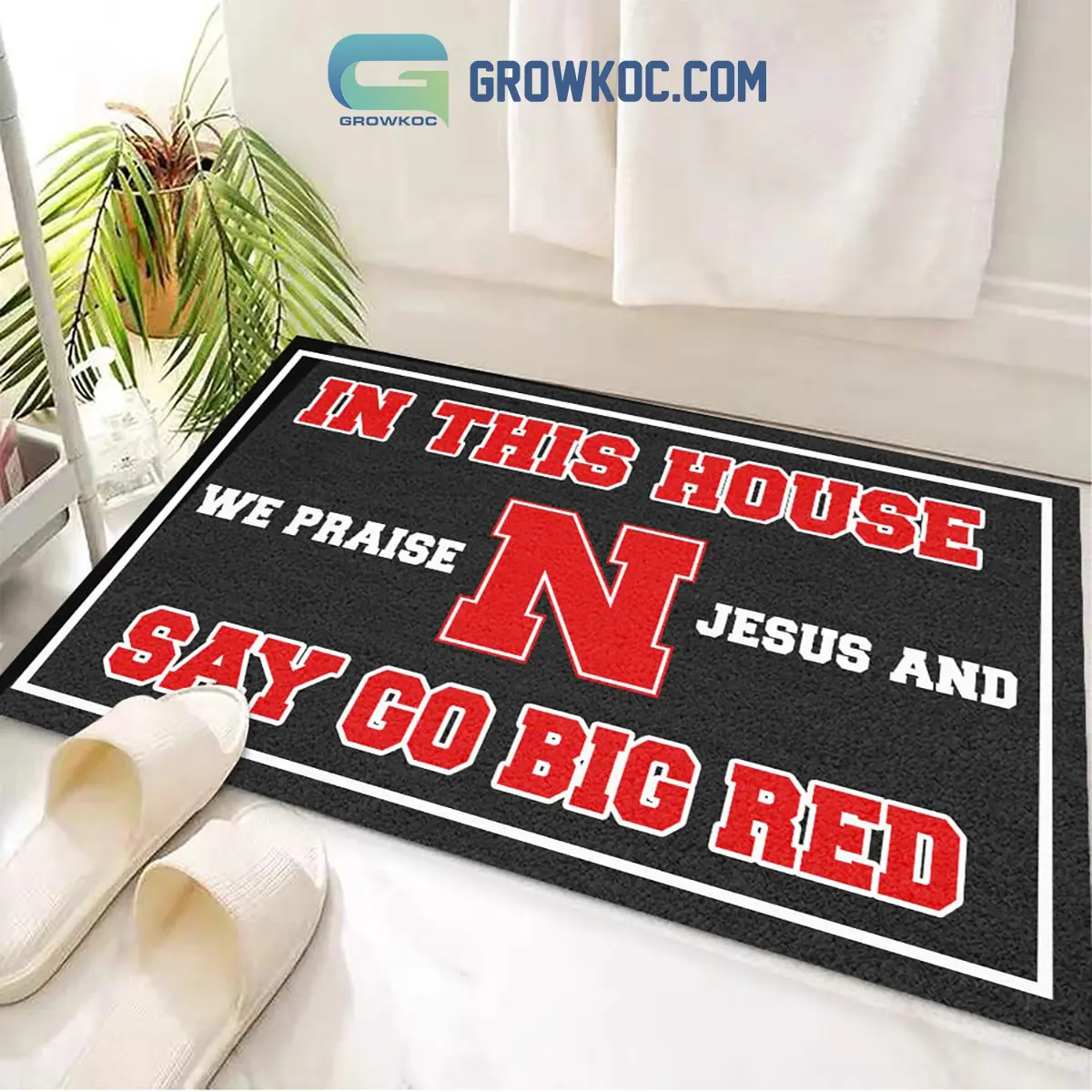 Nebraska Cornhuskers Praise Jesus And Go Big Red Doormat2B1 z6ZX2