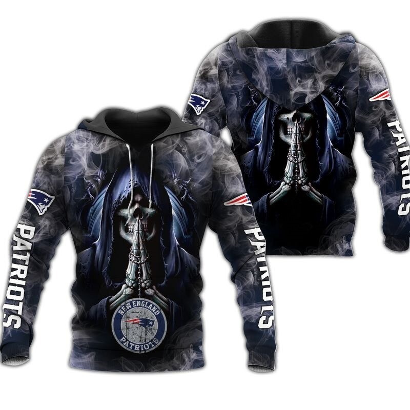 New England Patriots Hoodie 3D Zip Hoodie Death Smoke Graphic Gifts for Fans 0