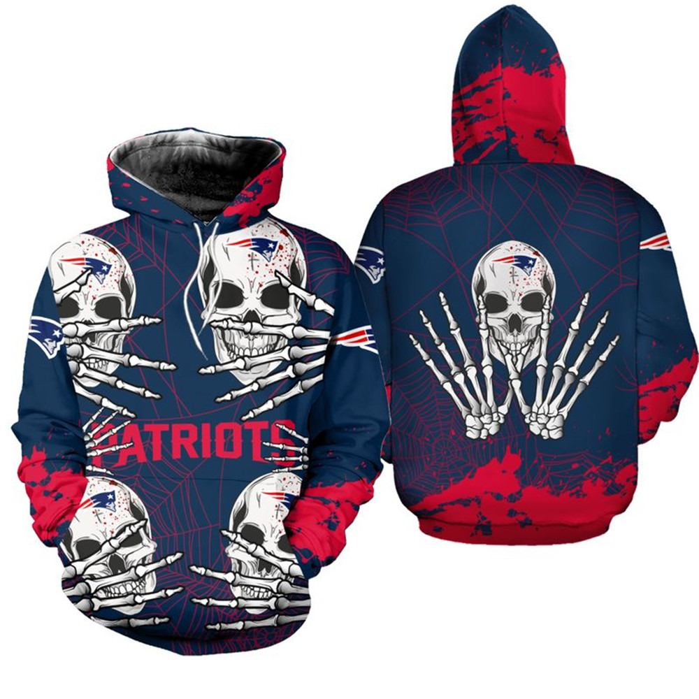 New England Patriots Hoodie Skull for Halloween Graphic 0