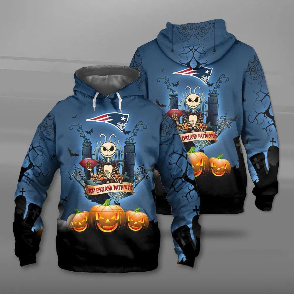 New England Patriots Jack Skellington Halloween Costume Hoodie Gifts For Father Day 0