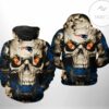 New England Patriots NFL Skull Team 3D Printed Hoodie Zipper Hooded Jacket