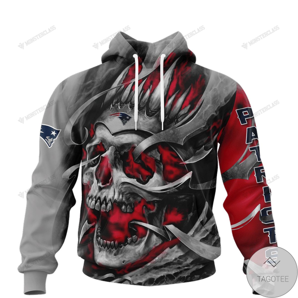 New England Patriots Skull Jersey 3d Hoodie