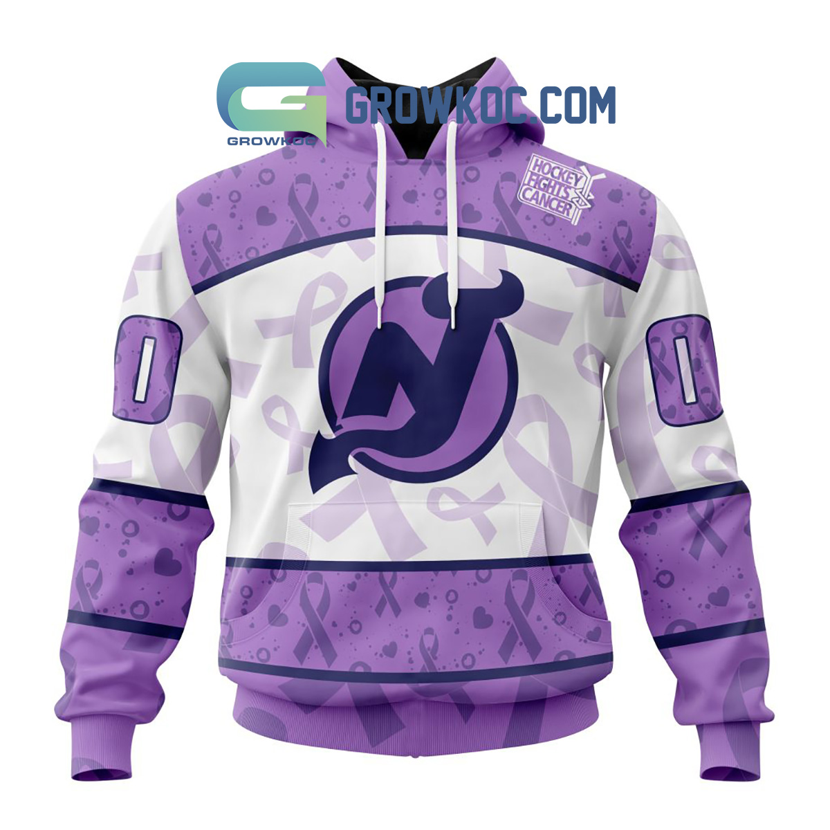 New Jersey Devils Lavender Fight Cancer Personalized Hoodie Shirts2B1 m4RqA