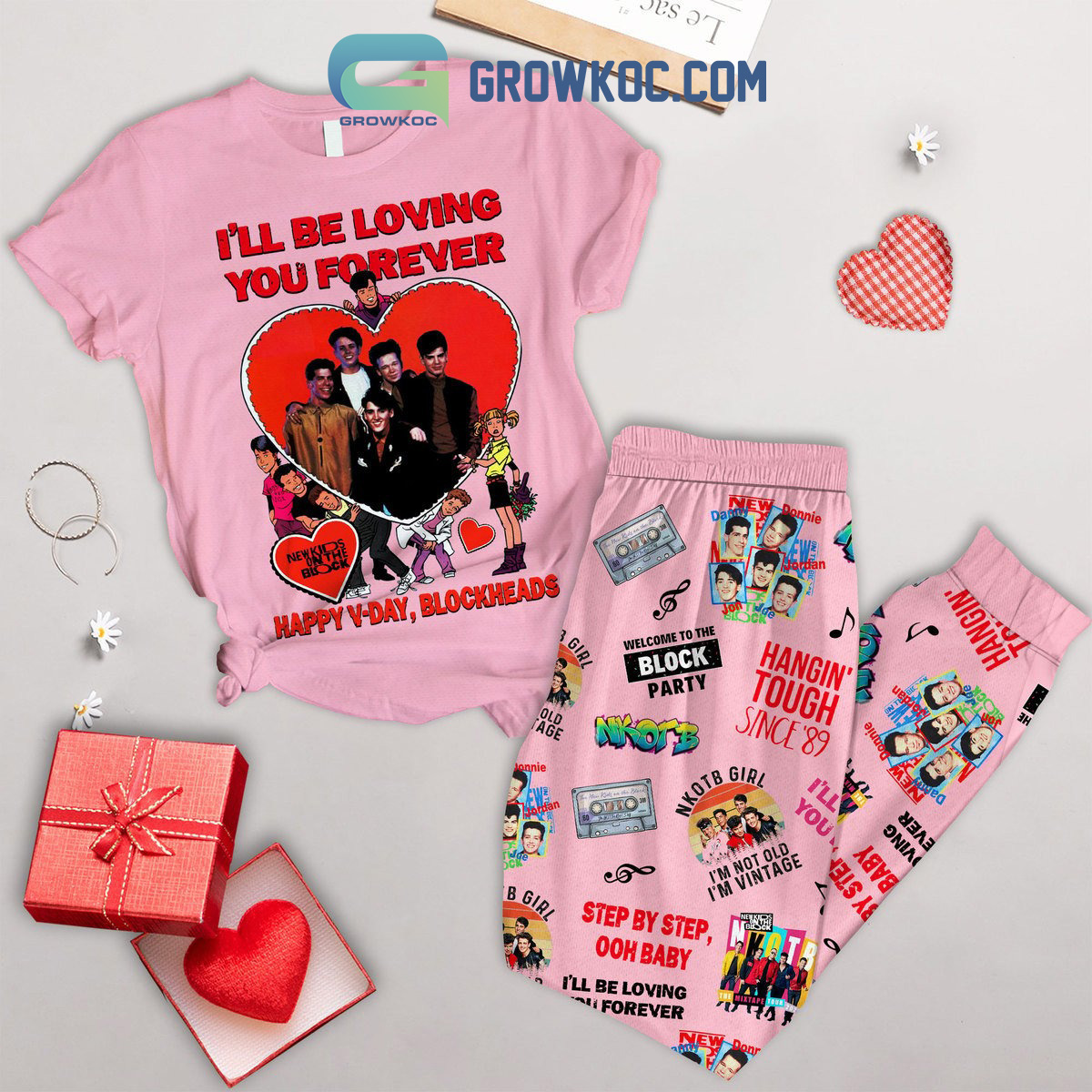 New Kids On The Block Valentine Fleece Pajamas Set2B1 0N5eC