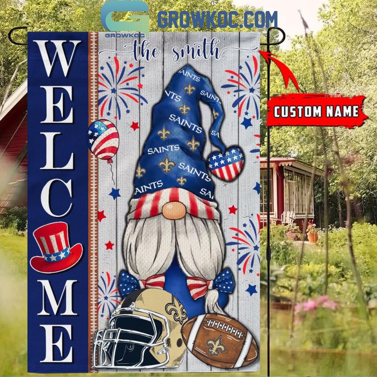 New Orleans Saints Football Welcome 4th Of July Personalized Garden Flag 1 kXsKw