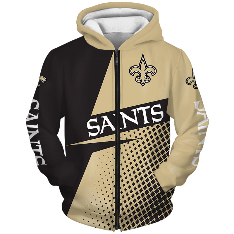 New Orleans Saints Long Sleeve 3D All Over Print Zip Up Hoodie For Fans 0