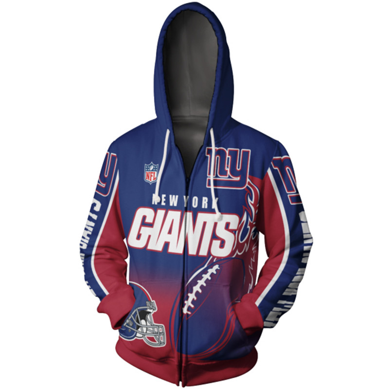 New York Giants Hoodie 3D Zip Hoodie Cute Flame Balls Graphic Gifts for Fans 0