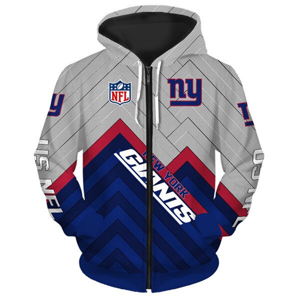 New York Giants Hoodie 3D Zip Hoodie Pullover Size S5Xl 0