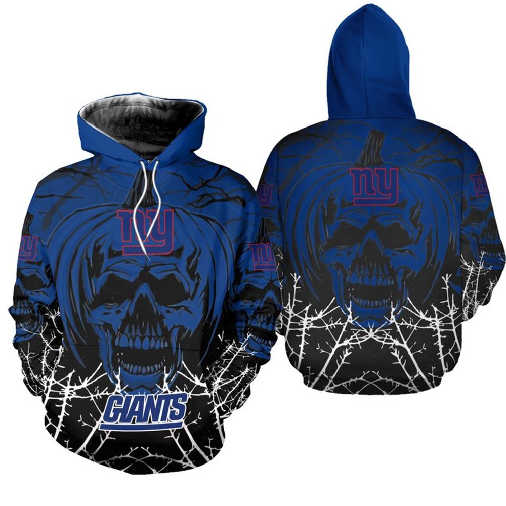 New York Giants Hoodie Halloween Pumpkin Skull Print All Over Print Hoodie 0