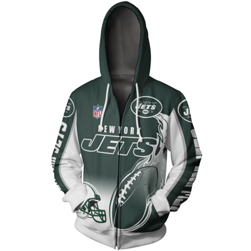 New York Jets Hoodie 3D Zip Hoodie Cute Flame Balls Graphic Gifts for Fans 0