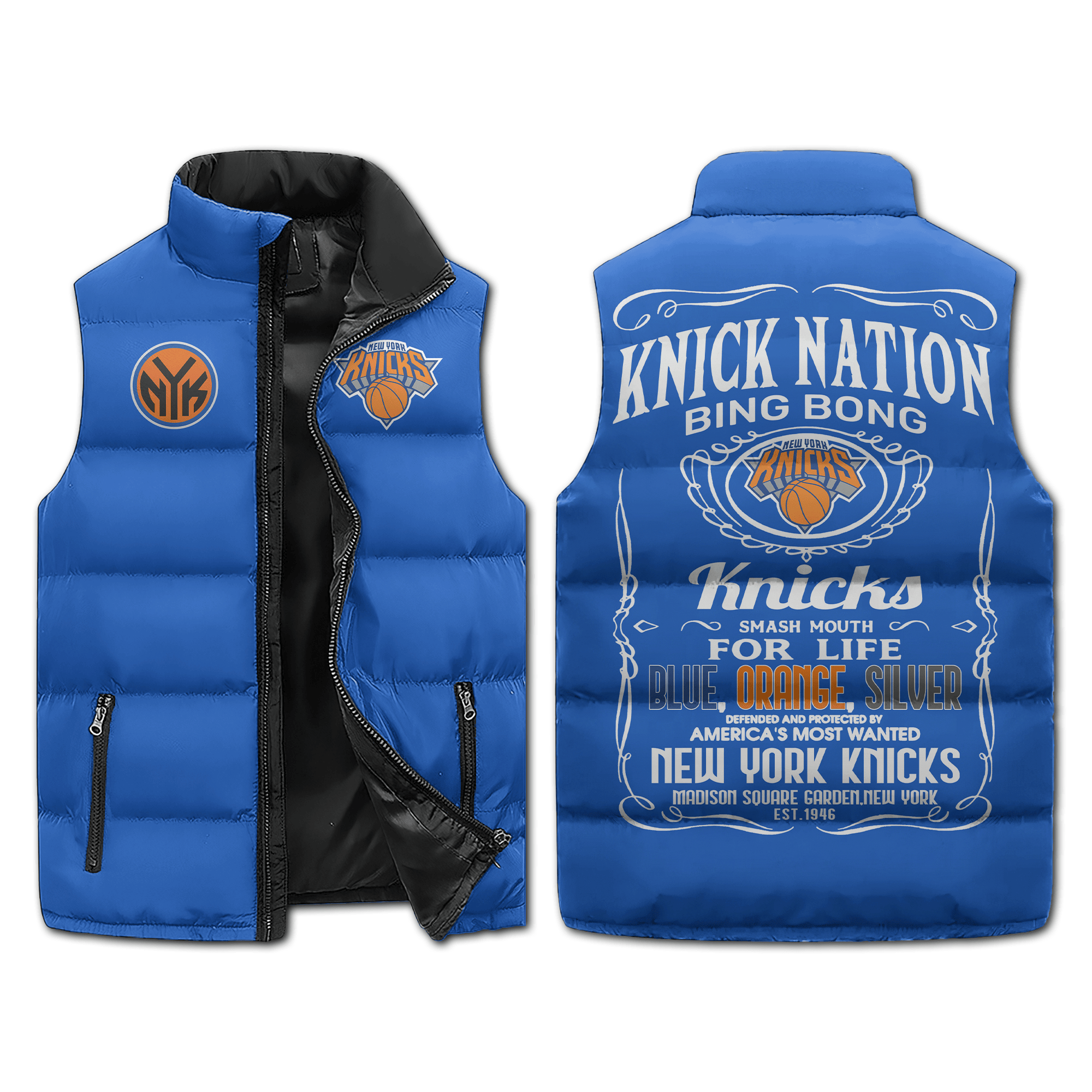 New York Knicks Puffer Sleeveless Jacket Knick Nation2B1 zwQtR