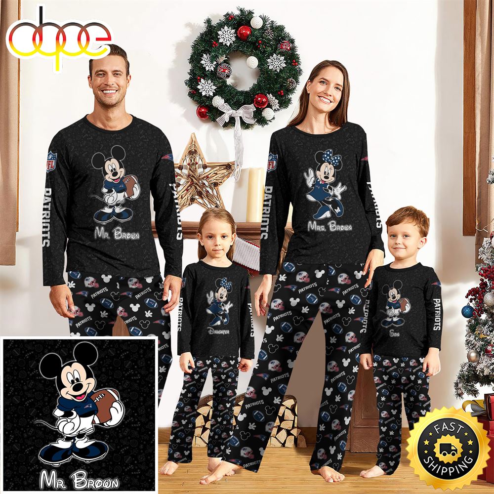 New England Patriots Sport And Disney Uniform Pajamas Mickey Mouse NFL Gifts For Kids Pajamas jet4al