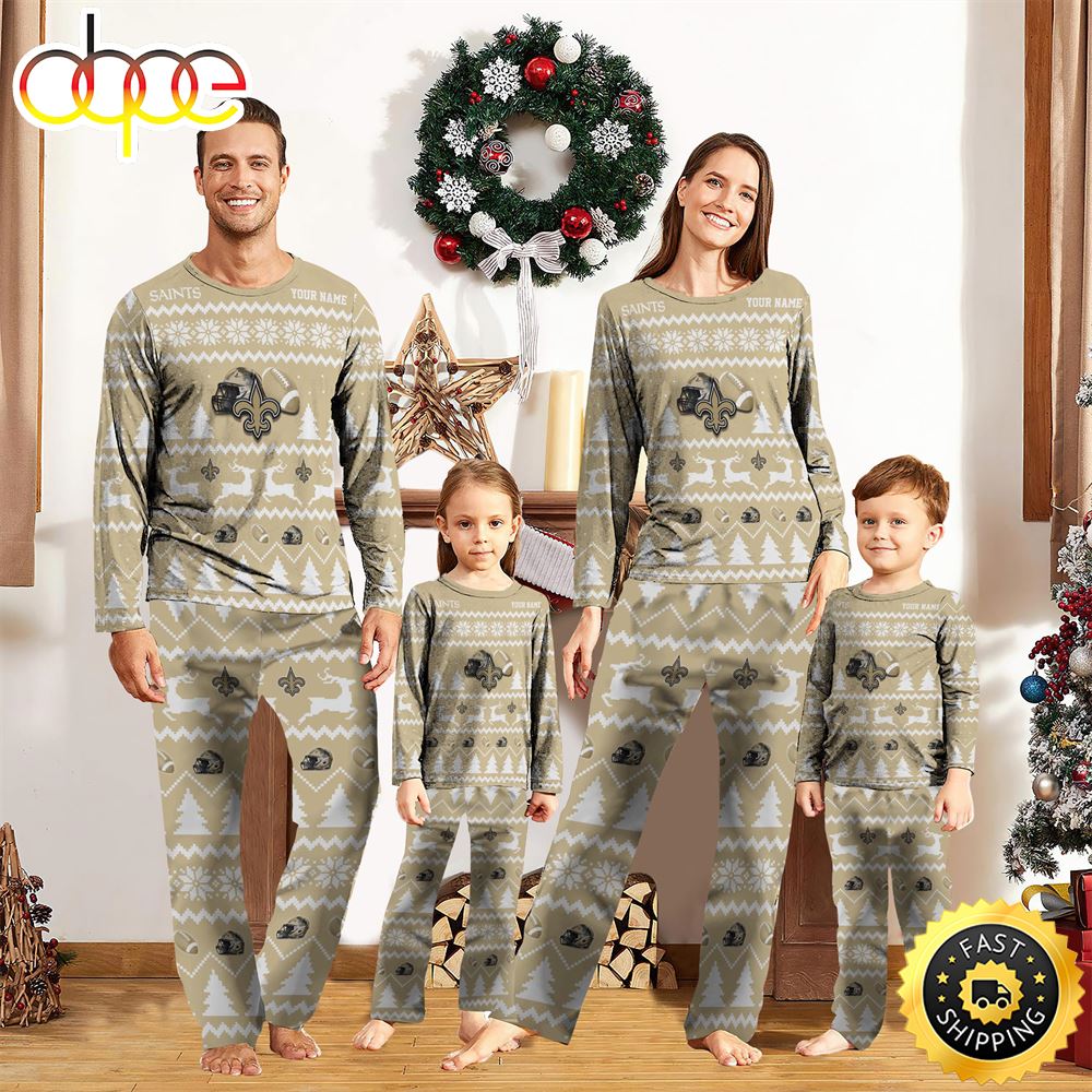 New Orleans Saints Christmas NFL Custom Family Pajamas wrmfcb