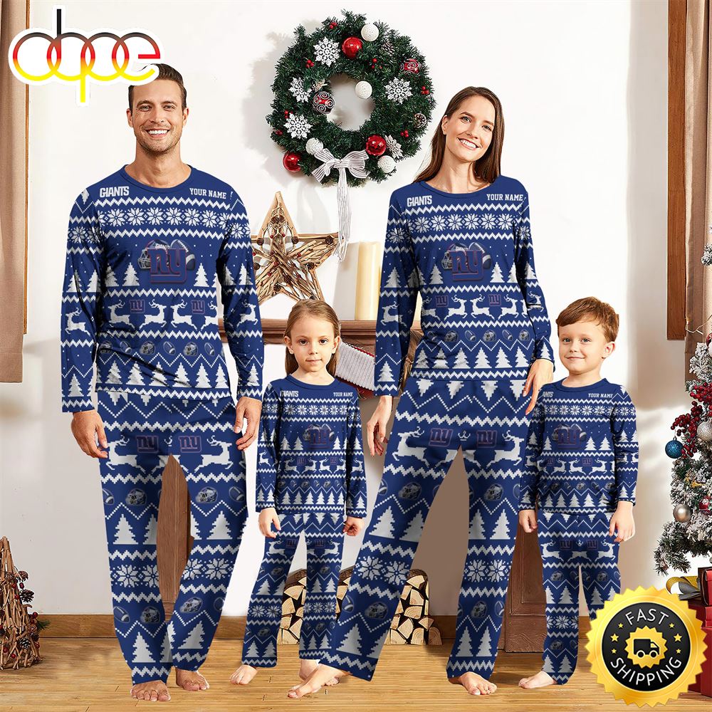 New York Giants Christmas NFL Custom Family Pajamas kly9xs