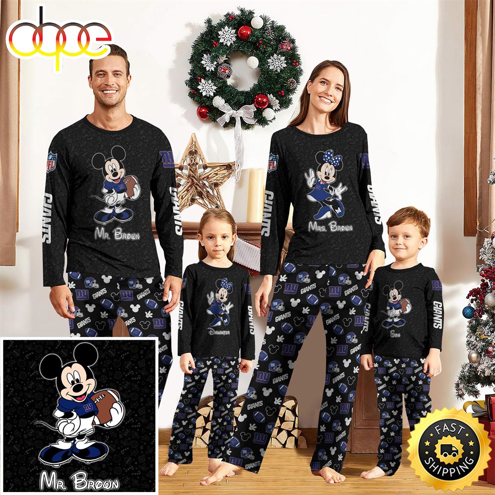 New York Giants Sport And Disney Uniform Pajamas Mickey Mouse NFL Gifts For Kids Pajamas wzlagv