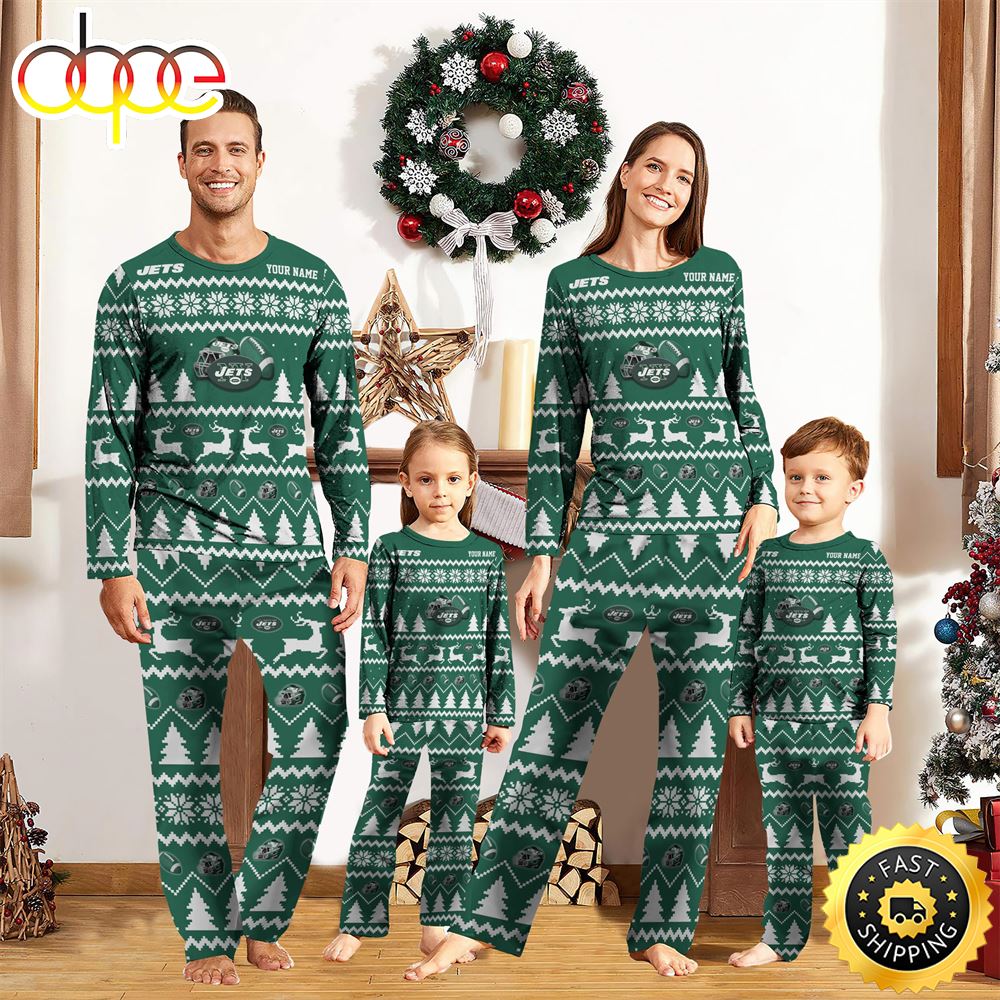 New York Jets Christmas NFL Custom Family Pajamas j2sba5