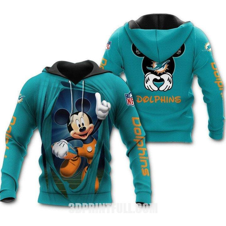 Nfl Miami Dolphins Hoodie 3D Mickey Love 0