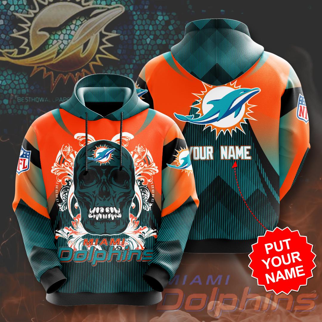 Nfl Miami Dolphins Hoodie 3D Skull Custom Your Name 0