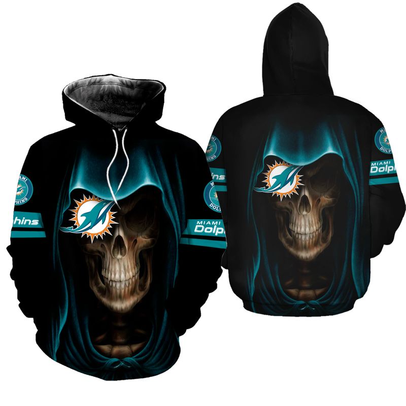 Nfl Miami Dolphins Hoodie 3D Skull Limited Edition 0