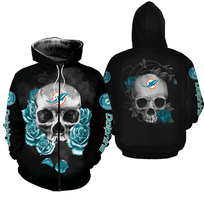 Nfl Miami Dolphins Hoodie 3D Skull Limited Edition All Over Print 0