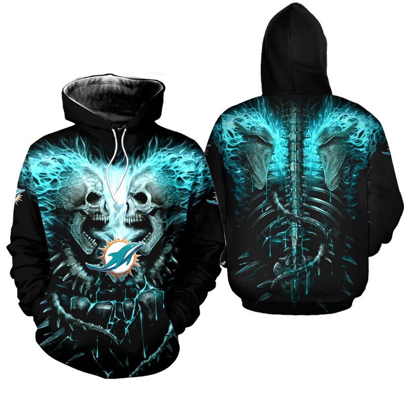 Nfl Miami Dolphins Hoodie 3D Skull Limited Edition All Over Print Gifts For Fans 0