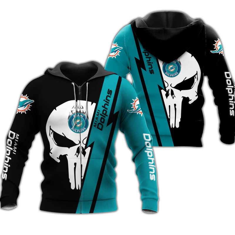 Nfl Miami Dolphins Hoodie 3D Skull Limited Edition All Over Print Gifts For Nfl Fans 0