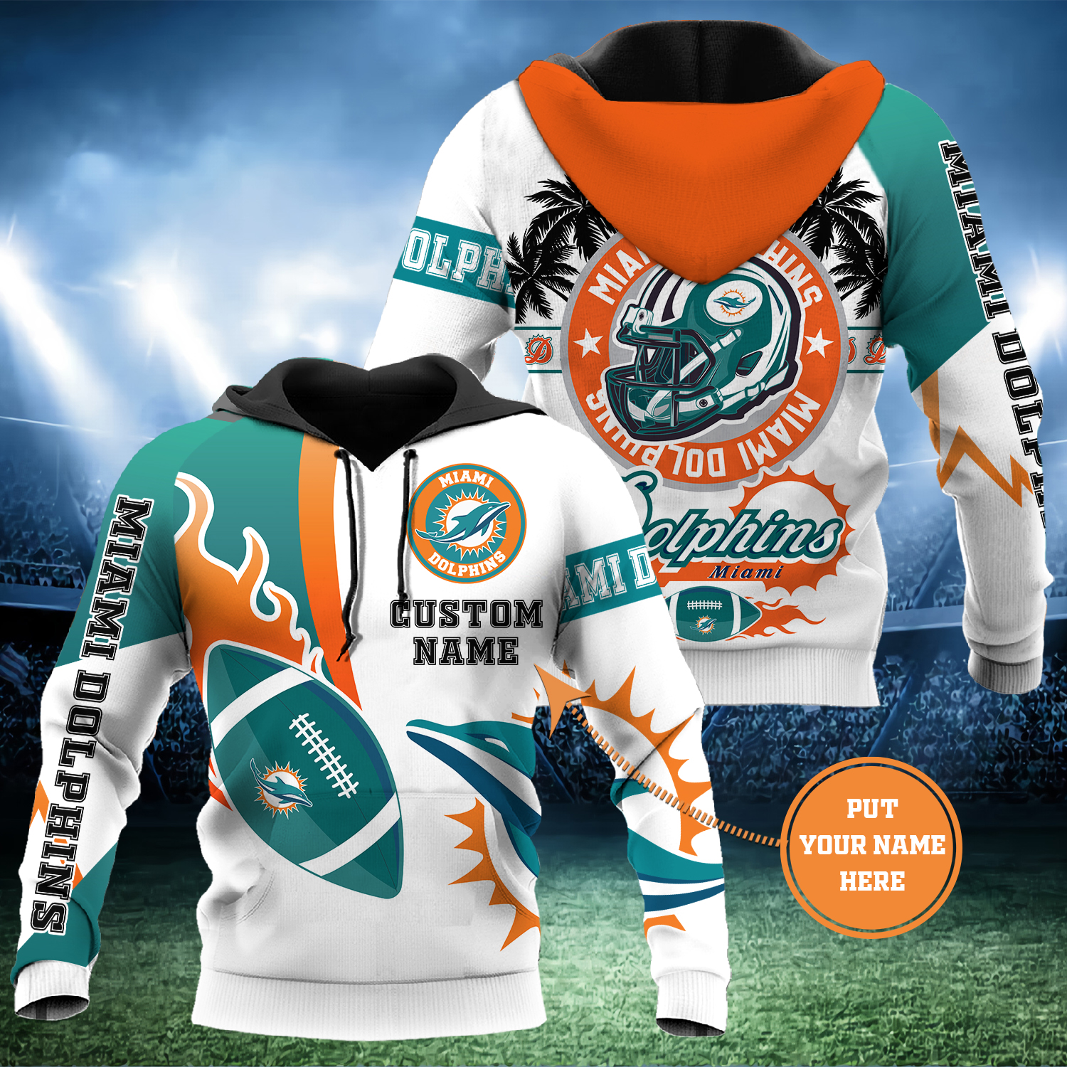 Nfl Miami Dolphins Hoodie Custom Name 3D All Over Print 0