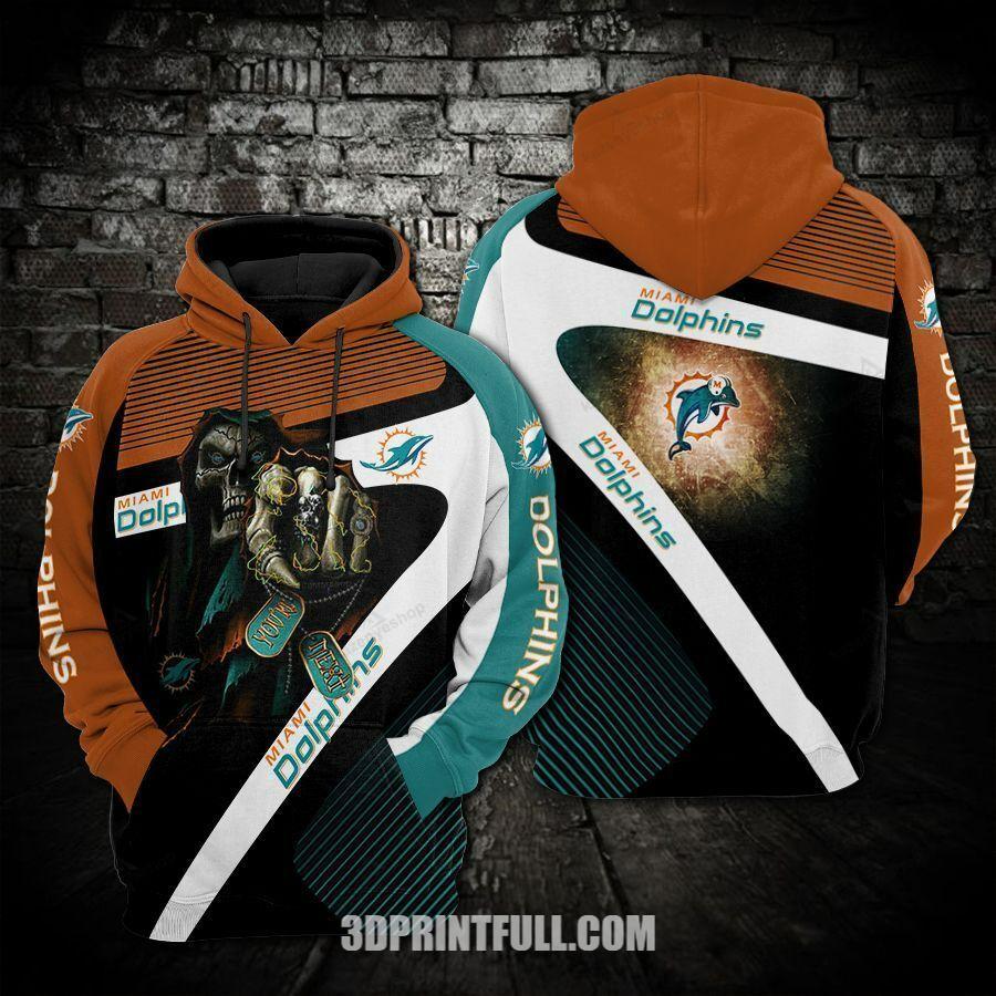 Nfl Miami Dolphins Hoodie Skull 3D Unisex 0