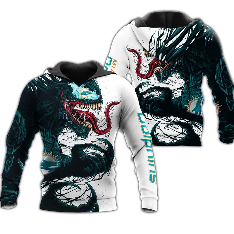 Nfl Miami Dolphins Hoodie Venom 3Dlimited Edition All Over Print 0