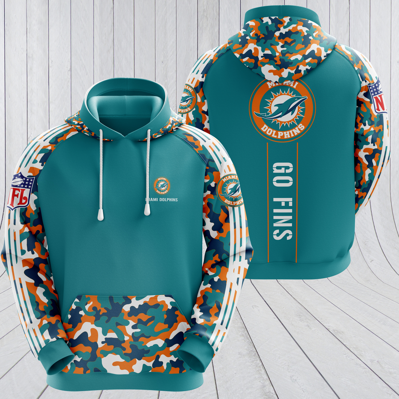 Nfl Miami Dolphins Hoodiecamo Fanatics 3D 0