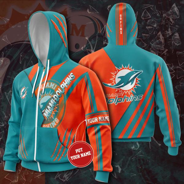 Nfl Miami Dolphins ZipUp 3D Hoodie For Fans 0