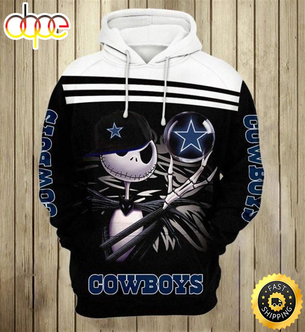 Nfl Dallas Cowboys Jack Skellington 3D All Over Print Zip Up Hoodie Option Dingeas okthck