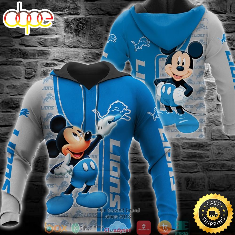 Nfl Detroit Lions Mickey Mouse Disney 3d Full Printing Shirt fdnf4v