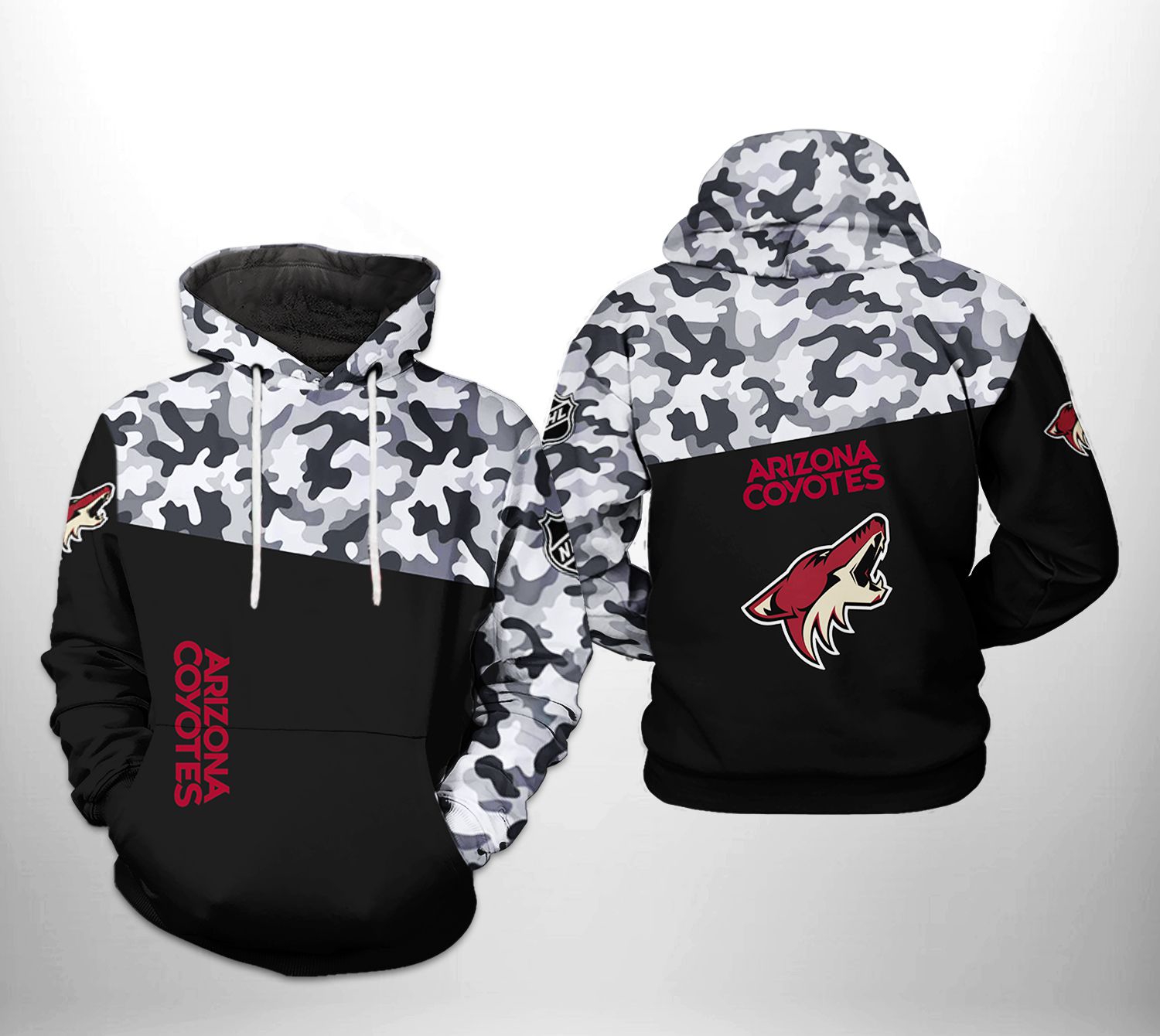 Nhl Camo Veteran All Over Print Hoodie Zip Up Or Pullover Arizona Coyotes Edition 0