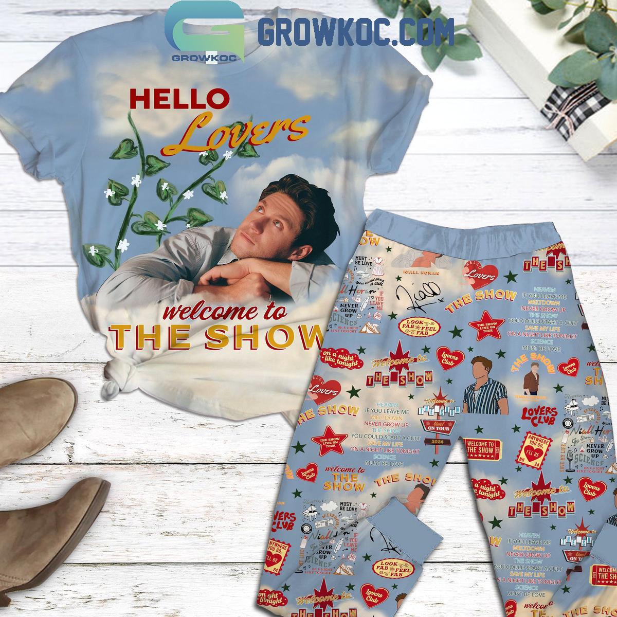 Niall Horan Hello Lovers Welcome To The Show Fleece Pajamas Set 1 rn7zs