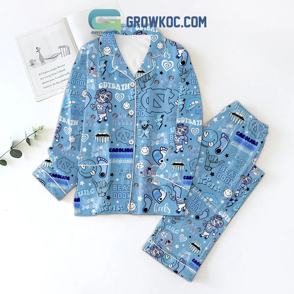 North Carolina Tar Heels Funny Art Design Heel Yeah Pajamas Set2B1 wswJQ
