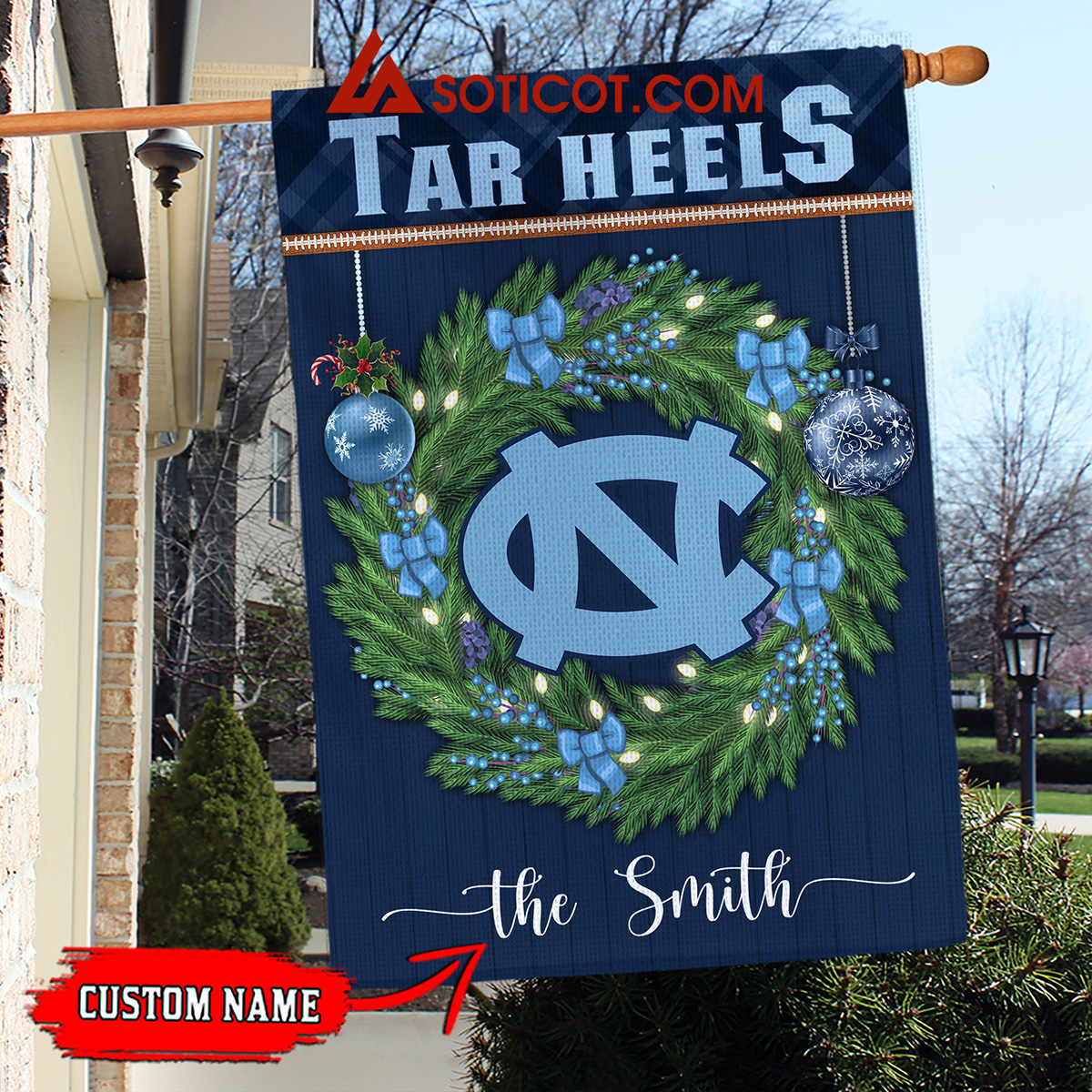 North Carolina Tar Heels NCAA Football Christmas Personalized House Garden Flag2B1 uL2SZ