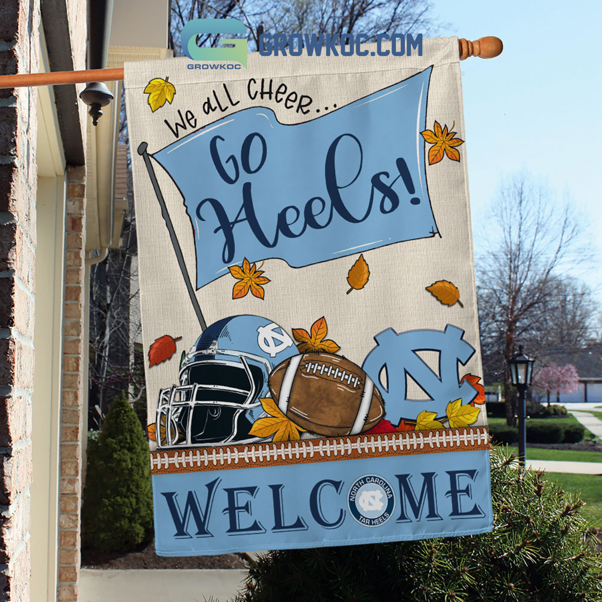 North Carolina Tar Heels NCAA Welcome We All Cheer Go Heels House Garden Flag2B1 xgG92