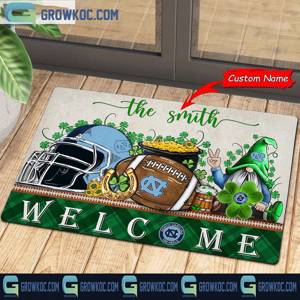 North Carolina Tar Heels St Patrick Day Personalized Doormat2B1 q7a3v