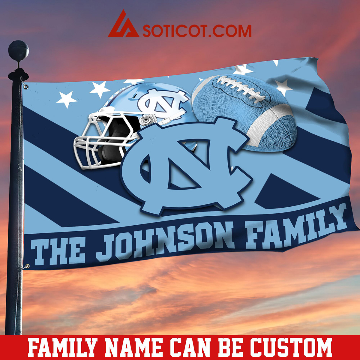 North Carolina Tar heels Family Name Personalized House Garden Flags2B1 6Dra3