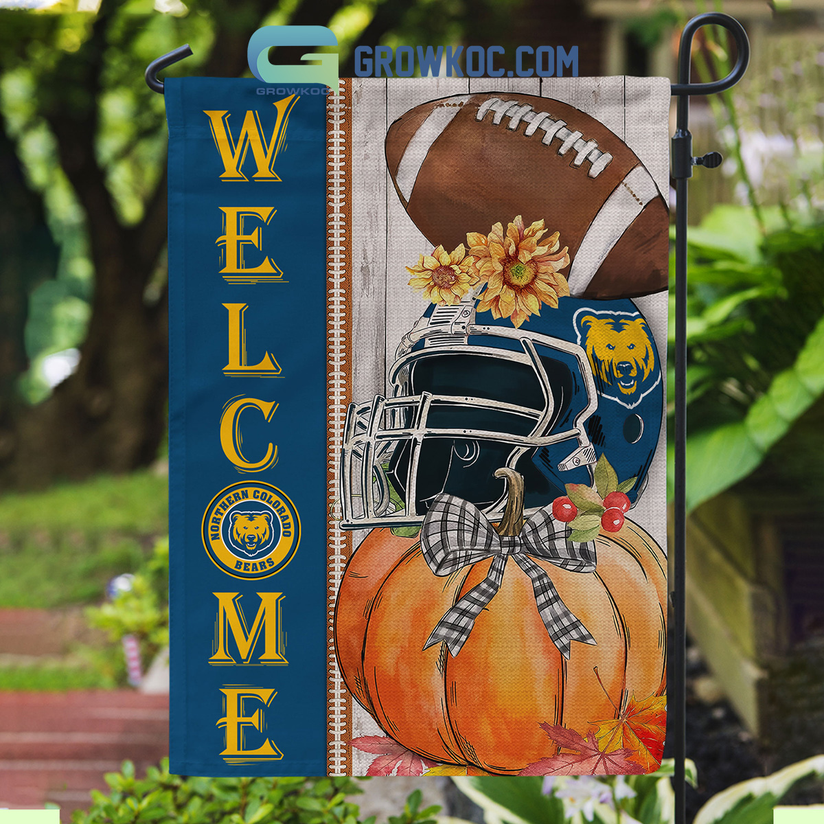 Northern Colorado Bears NCAA Welcome Fall Pumpkin House Garden Flag2B1 r0Y63