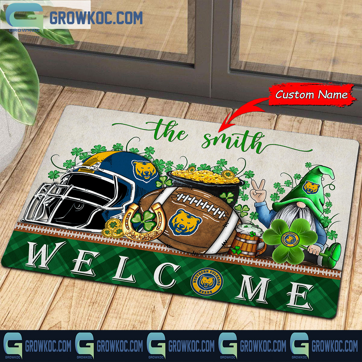 Northern Colorado Bears St. Patricks Day Shamrock Personalized Doormat2B1 eQXJI