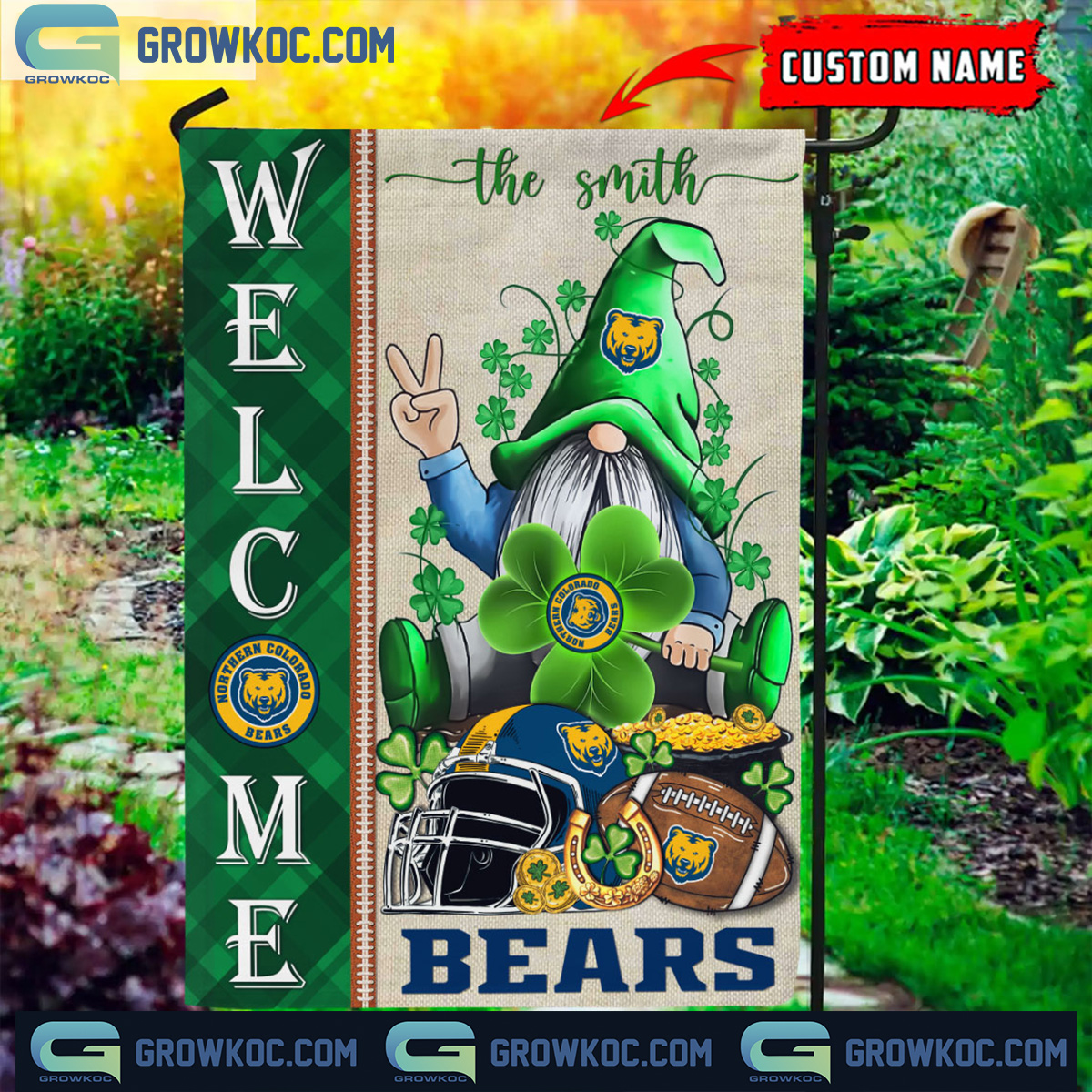 Northern Colorado Bears St. Patricks Day Shamrock Personalized Garden Flag2B1 BccuI