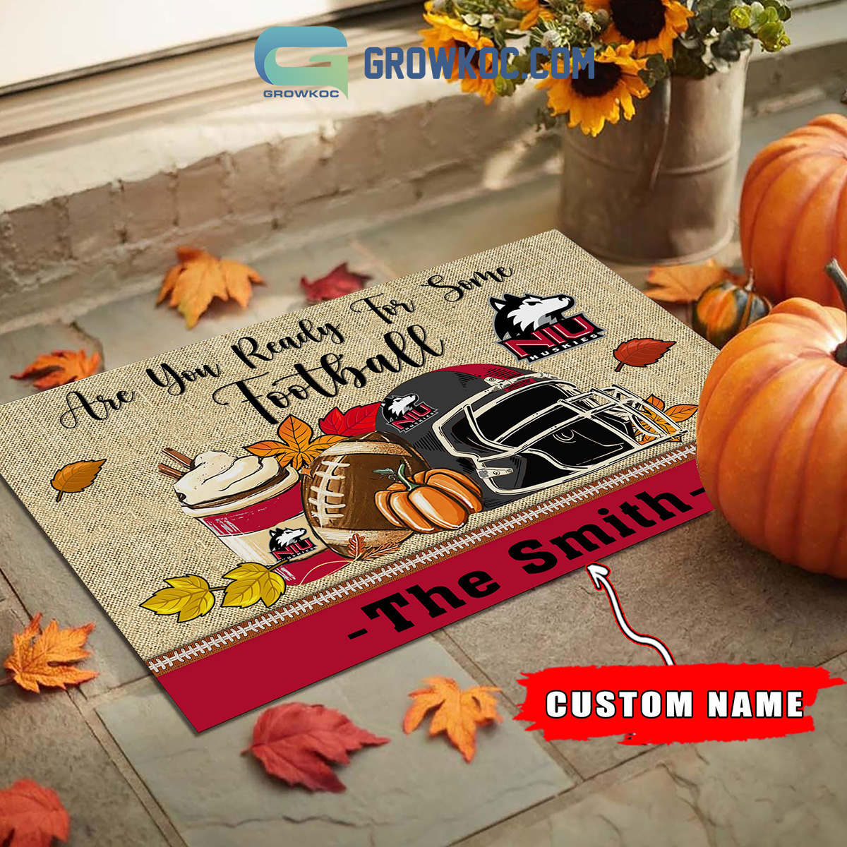 Northern Illinois Huskies NCAA Fall Pumpkin Are You Ready For Some Football Personalized Doormat2B1 lKvBu