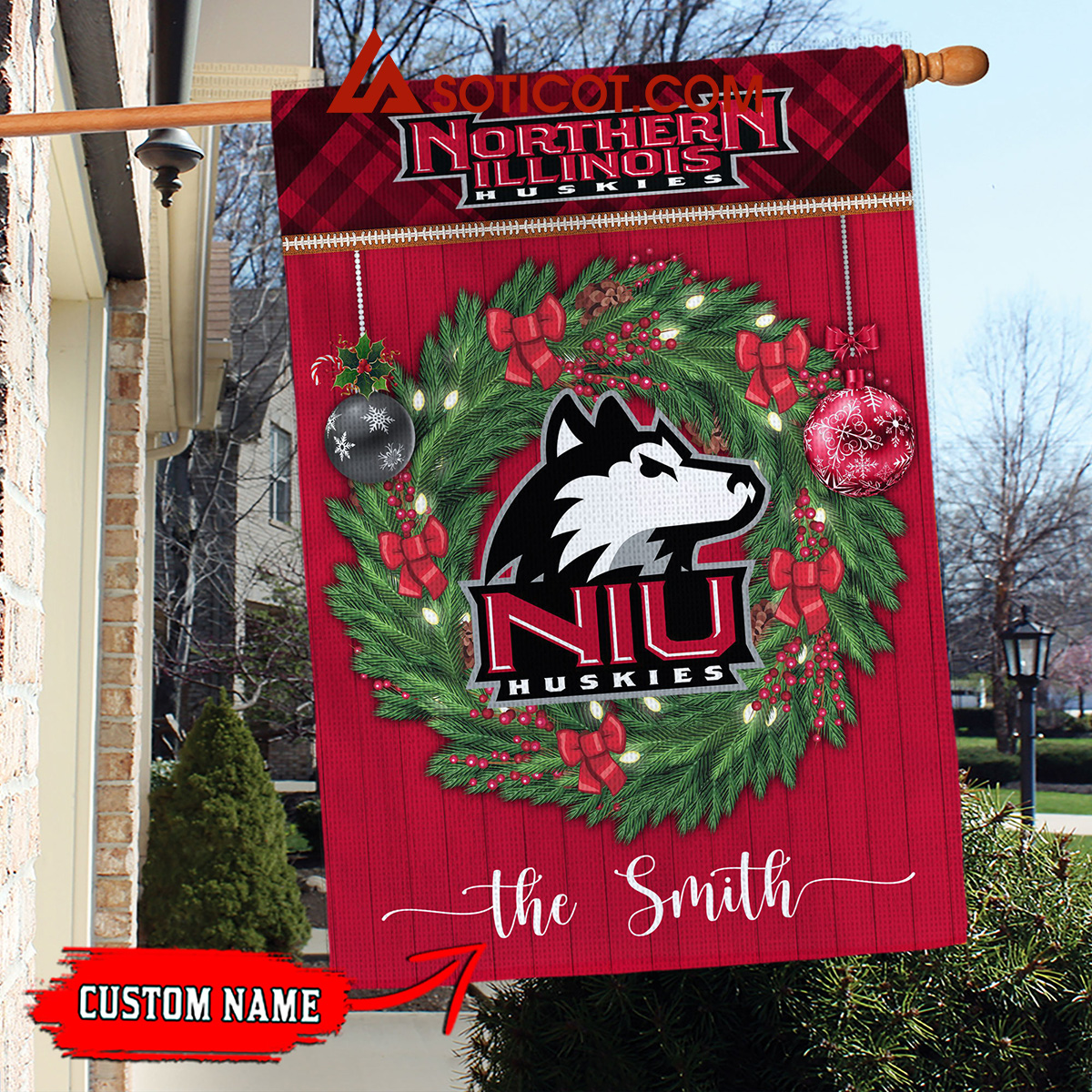 Northern Illinois Huskies NCAA Football Christmas Personalized House Garden Flag2B1 0909k