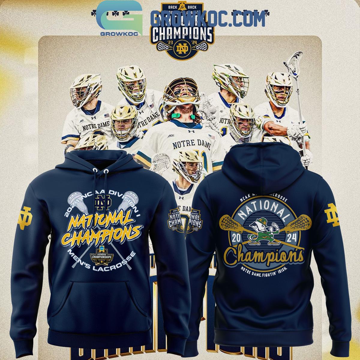 Notre Dame Fighting Irish 2024 NCAA Division Mens Lacrosse Champions Hoodie Shirt 1 iQhwz